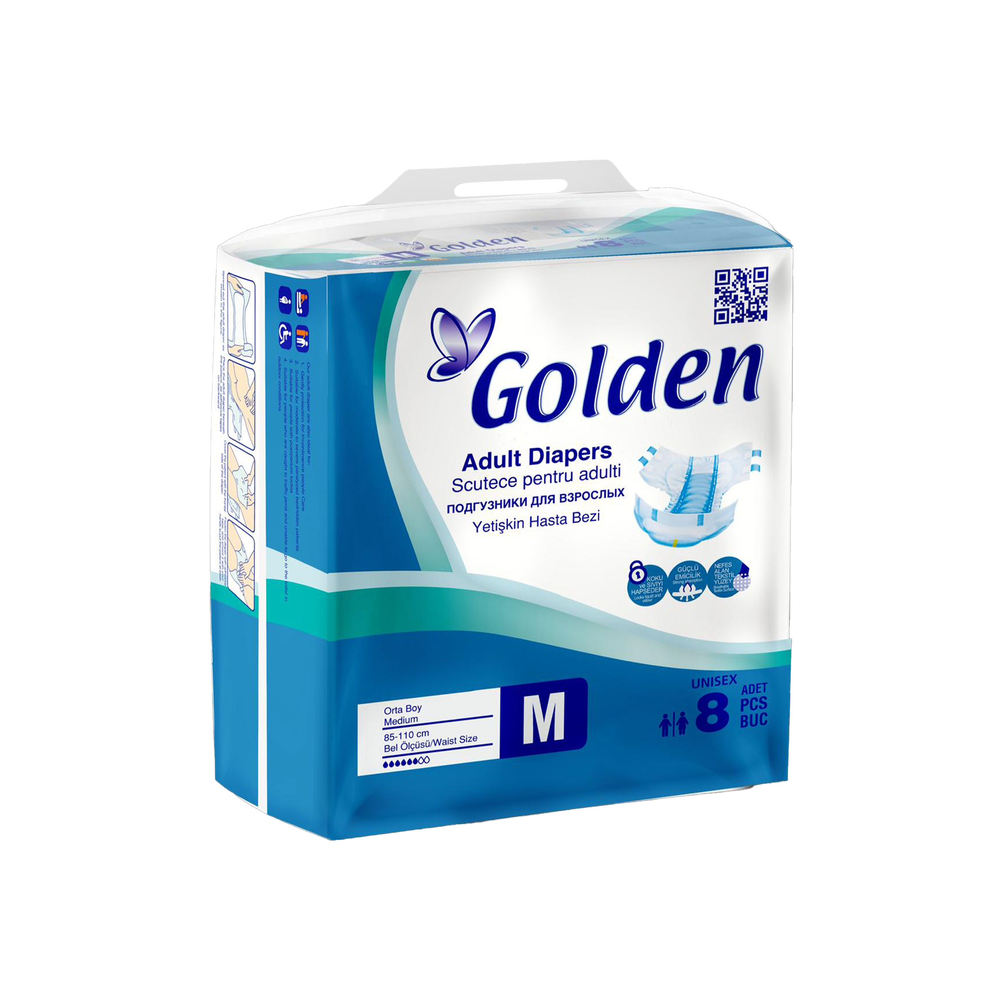 Golden Bantlı Yetişkin Hasta Bezi 8'li Medium