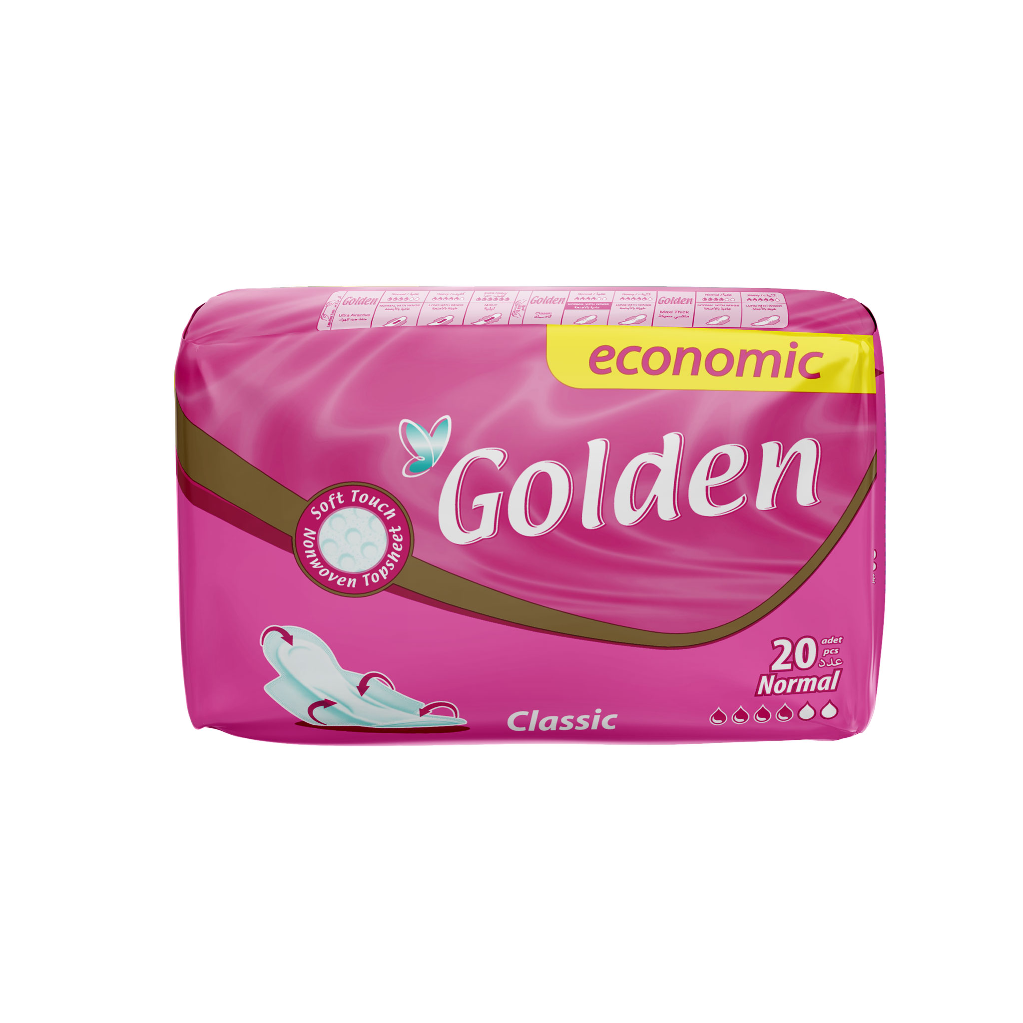 Golden Klasik 20'li Normal Hijyenik Ped Pembe